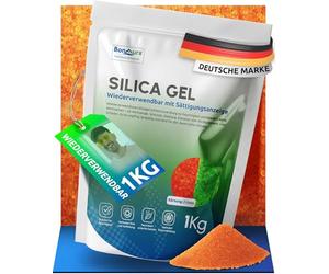 BonAura 1 kg de gel de silice - Boules de silice - Convient également comme sèche-linge à filament - Déshydratant de silice régénérable et réutilisable - Dans un sac hermétique en gel de silice ZIP