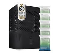 BonAura Déshumidificateur sans électricité jusqu'à 23 m² I Ventilation à 360° I Humidificateur avec bec verseur & 5 x 680 g de granulés I Protection contre les moisissures et les odeurs I
