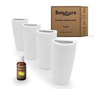 BonAura® Luna Ensemble de 4 humidificateurs en céramique avec crochet - Évaporateur d'eau rectangulaire à suspendre - Avec huile d'agrumes - 4 x 350 ml