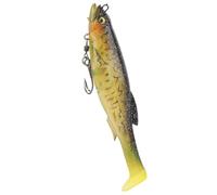 Bonbela 12,5 Cm 21G LURS Lures Silicone BAITS TAIR TOULE ANNAUX Vivid MAGNETIQUE avec CROCHES TRIBL (Queue Jaune arrière Noir)