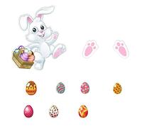 Bonbela 15 Pièces Aimants de Réfrigérateur Lapin de Pâques, Lapin Mignon Tient des Oeufs de Pâques avec des Cartes de Joyeuses, pour la Décoration de Bureau de Cuisine de (1)