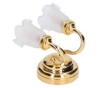 Bonbela Appliques Murales à Double Tête pour Maison de Poupée, Lampe LED Miniature 1:12 avec Support plaqué Or pour la Décoration de la Maison de Poupée