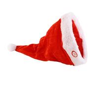 Bonbela Chapeau de Noël électrique Chantant Danse, Balançoire Automatique, en Coton Blanc et Rouge, alimenté par Batterie, pour la Fête de Noël et du Nouvel an