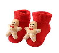 Bonbela Chaussettes bébé Tricot Tricot Coton Chaud Long Bas Thermique élastique Respirant pour bébé âgé de 0 à 1 1 avec Une Pellicule de Jambe Pliable Conception Festive de Conception (Biscuit)