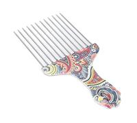 Bonbela Coiffure de Cheveux Coie Professionnelle Afro Picks pour les Cheveux Bouclés en Acier Inoxydable Démêle Peigne avec Poignée Ergonomique pour Coiffage épais (K4)