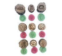 Bonbela Lot de 9 Tampons Playdoh en Bois avec Pistes d'animaux et Imprimés d'animaux (Animaux de la forêt)