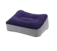 Bonbela Oreiller Gonflable de Repose-Pieds de Voyage, Support de Genou de Jambe pour Avion Camping avec Bouche d'air Anti-Fuite, Matériau en Velours PVC Souple (Bleu et Gris)