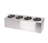 Bonbela Porte-argenterie de Comptoir, Organisateur D'ustensiles en Acier Inoxydable avec Fond Antidérapant pour Fourchettes Cuillères Baguettes (4 compartiments 1 rangée)