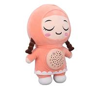 Bonbela Projecteur en peluche - Veilleuse musicale - Jouet pour dormir - 33 cm - Fille aux yeux serrés