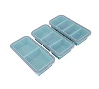 Bonbela Récipient à Soupe de Congélateur en Silicone, 3 Pièces, avec Couvercles, Cubes de Soupe Divisés, Plateau de Congélation pour Réfrigérateur, Organization du Stockage des Al (Bleue)