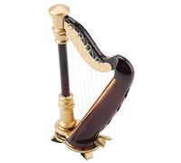 Bonbela Réplique de Harpe Miniature en Bois de 3,5 Pouces, Modèle D'instrument, Ornement Musical avec Support et étui pour Cadeaux d'anniversaire de Noël