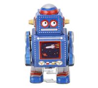Bonbela Robot vintage Clockwork Toy Wed Up fabriqué à la main - Jouet décoratif en fer pour café, bar, restaurant - Avec mécanisme simple et détails méticuleux - Bleu