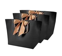 Bonbela Sacs Cadeaux en Papier Noir avec Nœud doré, 5 Tailles, Sacs Décoratifs Vierges pour Cadeaux de Fête, Bijoux, Maquillage, Vêtements, Vie à la Maison, 10 (N° 3/37 largeur supérieure*11 bas*25