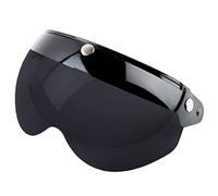Bonbela Visière de Casque Rétro Universelle à 3 Boutons-pression, Pare-soleil Coupe-vent avec Lentille PC pour Casques Demi-visage (Noir, brun foncé)