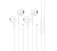 BONBELONG Écouteurs Filaires pour iPhone, Écouteurs Intra-Auriculaires, Casque Stéréo HiFi avec Micro et Contrôle du Volume, Compatibles avec iPhone 14 Pro Max /13/12/Mini/SE/11/X/8/7 Blanc 2Pack
