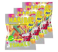 Bonbon Haribo frites acidulées, Lot de 3, caoutchouc - Babyours - Vin en caoutchouc, Fruit caoutchouc Sauer aigre en sachet, Pochette
