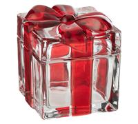 Bonbonnière en Verre "Cadeau" 11cm Rouge