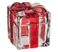 Bonbonnière en Verre "Cadeau" 11cm Rouge