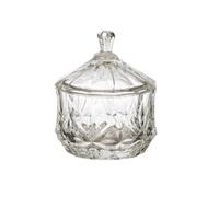 Bonbonnière en verre ciselée transparent Ø9,5cm