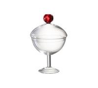 Bonbonnière en Verre "Diamond" 25cm Transparent & Rouge