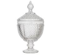 HOME DECO FACTORY Bonbonnière en verre KA0543 – Forme diamant transparent H31 cm