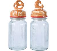 Bonbonnière Verre à biscuits avec couvercle Croissant Céramique Pancakes Ø11cm H28,5cm - verre à provisions cuisine
