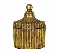 BONBONNIÈRE VERRE STRIÉ ÉCRIN PRÉCIEUX 9CM VIEUX OR