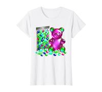 Bonbons à mâcher en Forme d'ours gélifiés Violet T-Shirt Graphique avec Valeur, Femme, Blanc, L