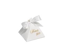 Bonbons Cadeau Boîtes Doré Thank You Candy Box Thank You For The Triangular Candy Box, Which Is The First Choice For Wedding Present Box Presents(White,50PCS_7.5X7.5X7.5CM)