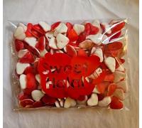 Bonbons COEUR ROUGE ET BLANC Gélifiés LISSE Halal Assortis, Sachet 1kg, Multicolore lisse, Goût Fraise, 180 Pièces, Texture Lisse, Format Familial pour Fête et Evènement