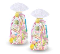 Bonbons d’Enfance 2 sachets de 45 pcs | Assortiment Rétro : Colliers & Sucettes dextrose, Pailles & Soucoupes acidulées,Boules Coco | Idée Cadeau Anniversaire et Fête