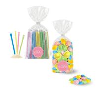 Bonbons d’Enfance - Lot de 100 Pailles Acidulées et 100 Soucoupes
