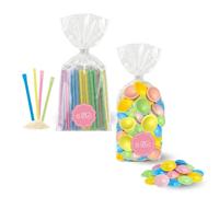 Bonbons d’Enfance - Lot de 50 Pailles Acidulées et 50 Soucoupes