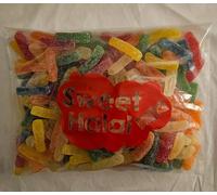 Bonbons FRITES sucrées légèrement acidulés Gélifiés Halal Assortis, Sachet 1kg, Multicolore sucré, Goût FRUITS, 180 Pièces, Format Familial pour Fête et Evènement, Candy et bar à bonbons