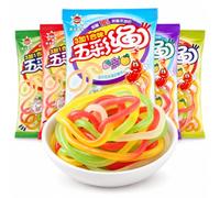 Bonbons gelés en corde arc-en-ciel, confiserie ludique multifruits à cordes flexibles comestibles, pour animations de groupe