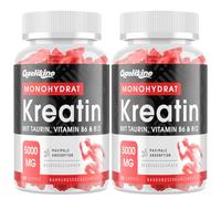 Bonbons Gélifiés à la Créatine Monohydrate 5000mg, Créatine à Haute Dose avec Taurine, Vitamines B12 et B6, Alternative aux Capsules et Poudres de Créatine, Végétalien, 60 Unité (Lot de 2)