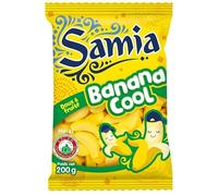 BONBONS SACHET GÉLIFIÉS BANANES HALAL 200G, SAMIA, LOT DE 4