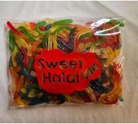 Bonbons VERS Gélifiés LISSE Halal Assortis, Sachet 1kg, Multicolore lisse, Goût Fruits, 180 Pièces, Texture Lisse, Format Familial pour Fête et Evènement