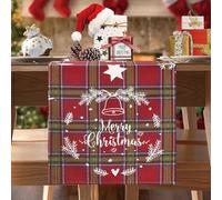 BonBotimen Chemin de Table Noël en Lin Moderne Chemin de Table Rouge 33 x 183 Flocon de Neige Noël Table de Fête Dîner Décoration Rustique de Ferme Chemin de Table Décoration pour Maison