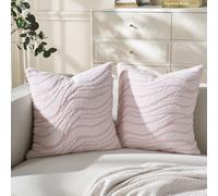 BonBotimen Lot de 2 Housse Coussin de Canapé Ondulations de l'eau Fausse Fourrure Deluxe Decoration canapé Maison Chambre Lit Super Doux Peluche Taie d'oreiller 40 X 40 cm Rose