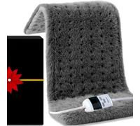 Boncare Coussin chauffant ultra moelleux XL pour les douleurs de dos et les crampes qui reste allumé pendant la nuit, minuterie de 30 min à 18 h, 6 réglages de température, chauffage rapide avec