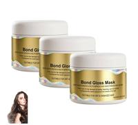 Bond Gloss Mask with Hydrolyzed Keratin & Hyaluronic Acid, Masque Réparation Intense - Masque Capillaire Filler Reparateur,Apporte Brillance - Nourrissant Et Demelant Pour Cheveux Secs Et Abimés (3PC)