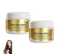 Bond Gloss Mask with Hydrolyzed Keratin & Hyaluronic Acid, Masque Réparation Intense - Masque Capillaire Filler Reparateur,Apporte Brillance - Nourrissant Et Demelant Pour Cheveux Secs Et Abimés (2PC)