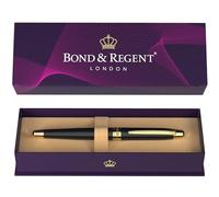 Bond & Regent Noir brillant & or 24 carats - Stylo plume de luxe certifié de qualité supérieure | Beau cadeau pour hommes et femmes
