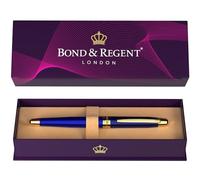 Bond & Regent Stylo à bille bleu roi et or 24 carats - Stylo à bille de luxe certifié | Joli cadeau pour homme et femme