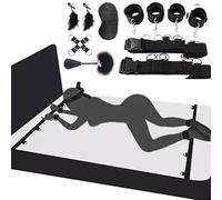 Bondage 7 pièces,Chaînes Menottes Bandeaux Yeux Masque Plumes Poignets Cheville Pinces à Tétons Suceurs Mamelon jouets sexuels Fétiche BDSM Ensemble Adulte Sex Toys Pour Couple