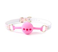 Bondage Masters Ball Gag Silicone, verrouillable, bâillon buccal respirant de qualité, rose