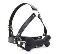 Bondage Masters Bone Gag, harnais de tête, bâillon buccal, noir