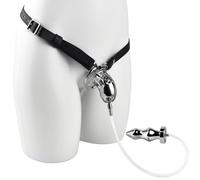 Bondage Masters Ceinture de chasteté avec lavement urinaire et plug anal en acier inoxydable de qualité médicale