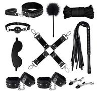 Bondage Set SM BDSM Ensemble de Servitude Composé Sex Toys pour Couple Débutant 11 Pièces Noir